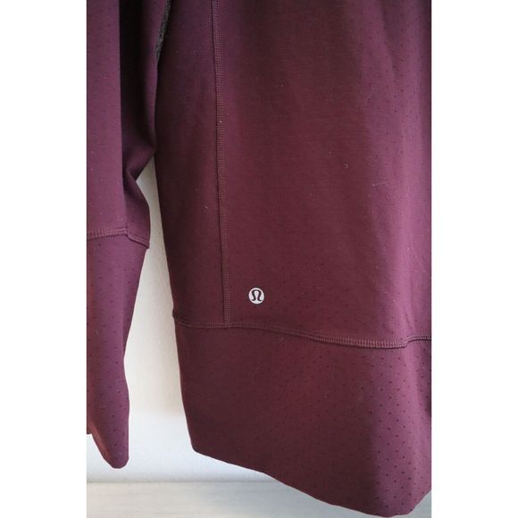 Lululemon Women's Sz 12 Burgundy Full Zip Mock Neck Hooded In Stride Jacket - Picture 4 of 9